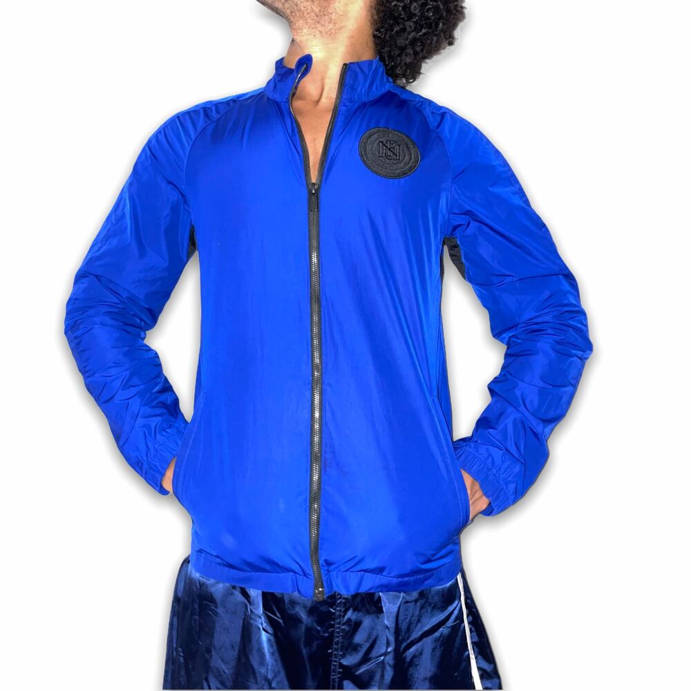Nike Vintage Rare Windrunner Jacket Glanz Nylon Football Soccer Blue S - Picture 2 of 8